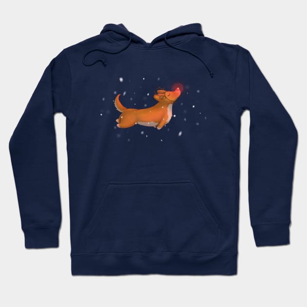 Rudolph, the Red Nosed Corgi Hoodie by CorinnaSchlachter